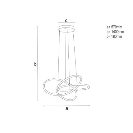 LED luster na sajli s mogućnošću prigušivanja LED/95W/230V 3000-6500K promjer 57 cm + daljinski upravljač