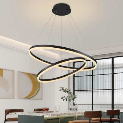 LED prigušivački luster na užetu LED/100W/230V 3000-6500K promjer 80 cm + daljinski upravljač