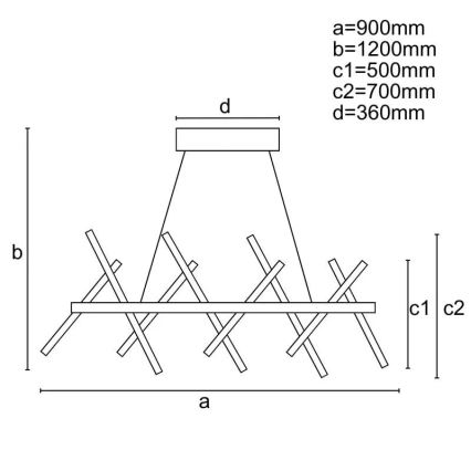 LED prigušivački luster na užetu LED/100W/230V 3000-6500K + daljinski upravljač
