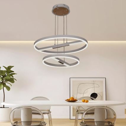 LED luster s mogućnošću prigušivanja na užetu LED/100W/230V 3000-6500K promjer 60 cm + daljinski upravljač