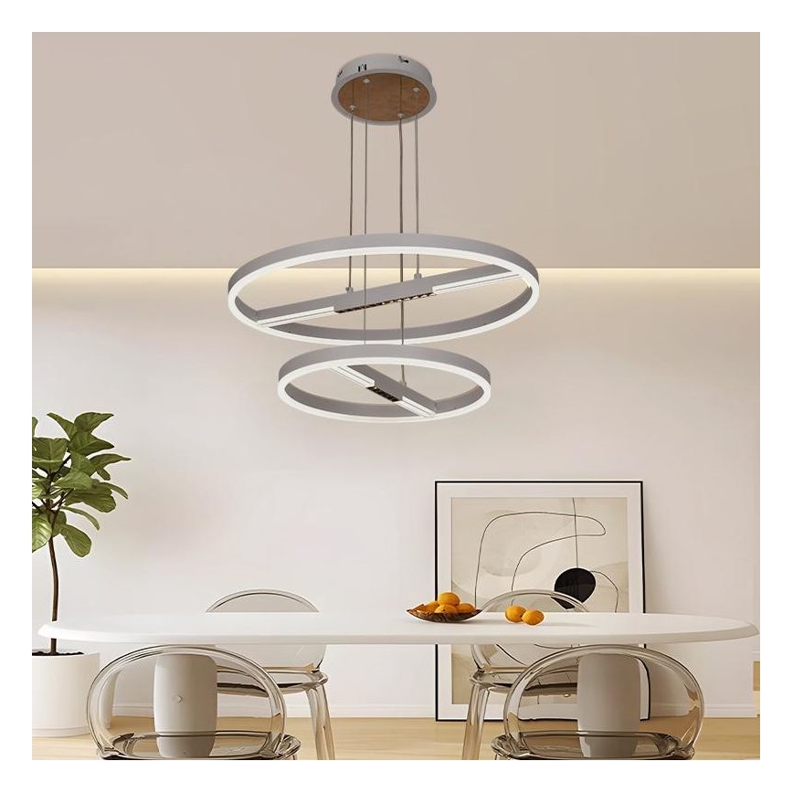 LED luster s mogućnošću prigušivanja na užetu LED/100W/230V 3000-6500K promjer 60 cm + daljinski upravljač