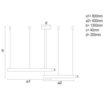LED prigušivački luster na užetu LED/100W/230V 3000-6500K promjer 80 cm + daljinski upravljač