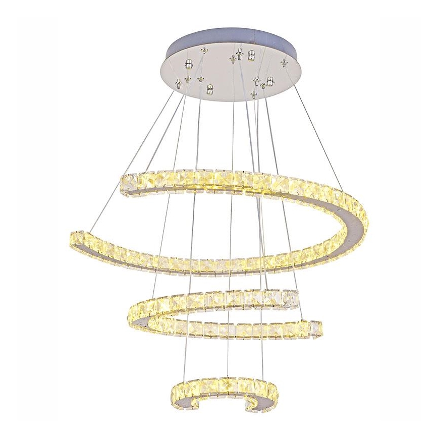 LED prigušivi kristalni luster na užetu LED/100W/230V 3000-6500K srebrni + daljinski upravljač