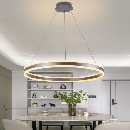 LED prigušivački luster na užetu LED/110W/230V 3000-6500K promjer 80 cm + daljinski upravljač