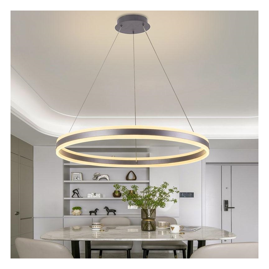 LED prigušivački luster na užetu LED/110W/230V 3000-6500K promjer 80 cm + daljinski upravljač
