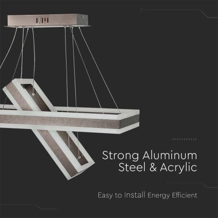 LED prigušivački luster na užetu LED/113W/230V 3000K smeđa