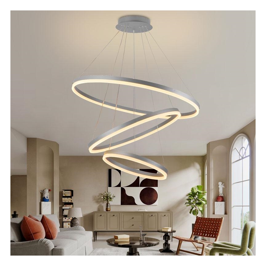 LED prigušivački luster na užetu LED/125W/230V 3000-6500K promjer 80 cm + daljinski upravljač