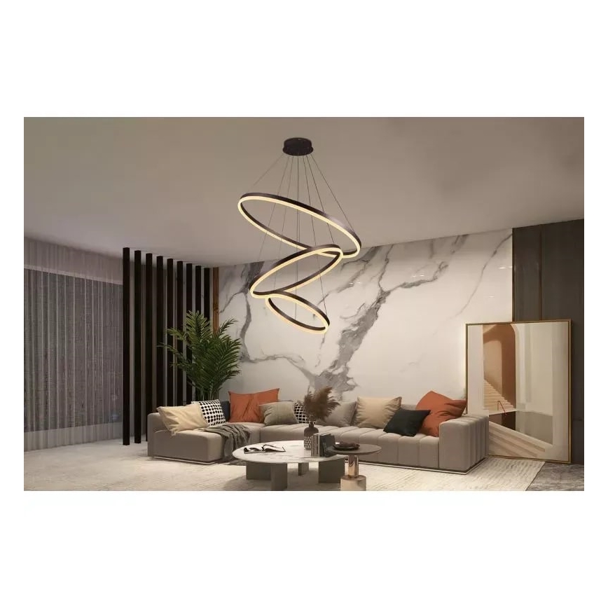 LED prigušivački luster na užetu LED/125W/230V 3000-6500K promjer 80 cm + daljinski upravljač