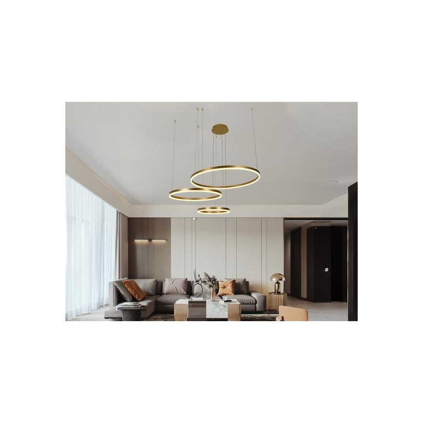LED prigušivački luster na užetu LED/125W/230V 3000-6500K promjer 80 cm + daljinski upravljač