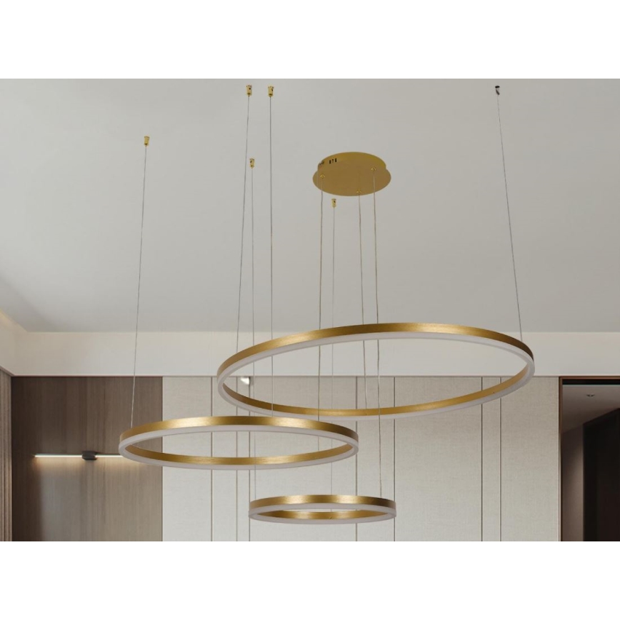 LED prigušivački luster na užetu LED/125W/230V 3000-6500K promjer 80 cm + daljinski upravljač