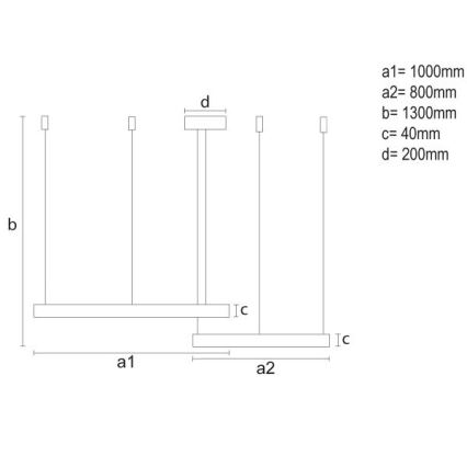 LED prigušivački luster na užetu LED/128W/230V 3000-6500K promjer 100 cm + daljinski upravljač