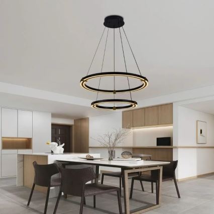 LED prigušivački luster na užetu LED/130W/230V 3000-6500K promjer 60 cm + daljinski upravljač