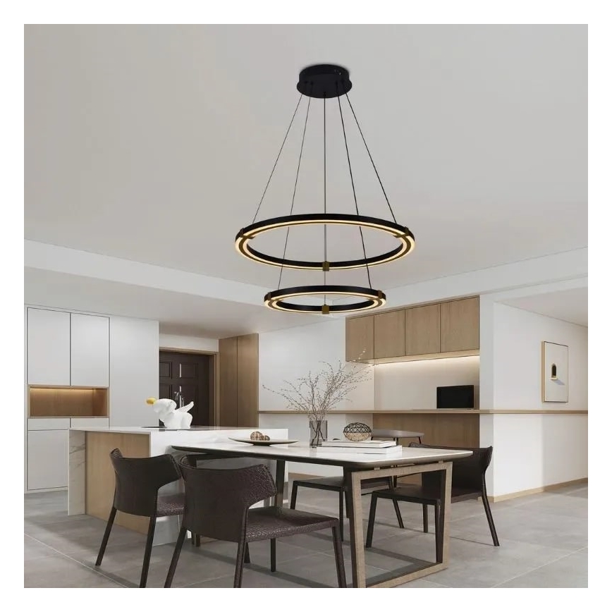 LED prigušivački luster na užetu LED/130W/230V 3000-6500K promjer 60 cm + daljinski upravljač