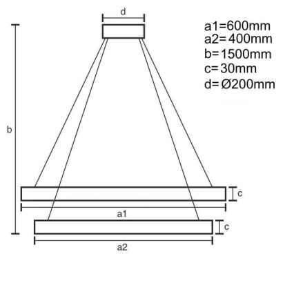 LED prigušivački luster na užetu LED/130W/230V 3000-6500K promjer 60 cm + daljinski upravljač