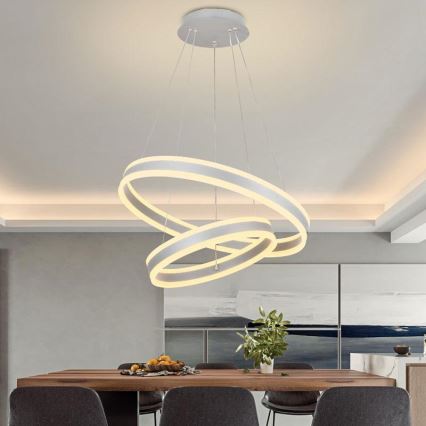 LED prigušivački luster na užetu LED/135W/230V 3000-6500K promjer 60 cm + daljinski upravljač