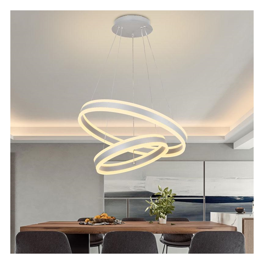 LED prigušivački luster na užetu LED/135W/230V 3000-6500K promjer 60 cm + daljinski upravljač