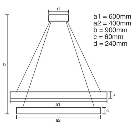 LED prigušivački luster na užetu LED/135W/230V 3000-6500K promjer 60 cm + daljinski upravljač
