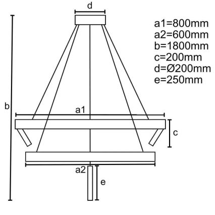 LED prigušivački luster na užetu LED/140W/230V 3000-6500K + daljinski upravljač