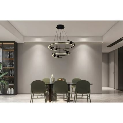 LED prigušivački luster na užetu LED/170W/230V 3000-6500K promjer 80 cm + daljinski upravljač
