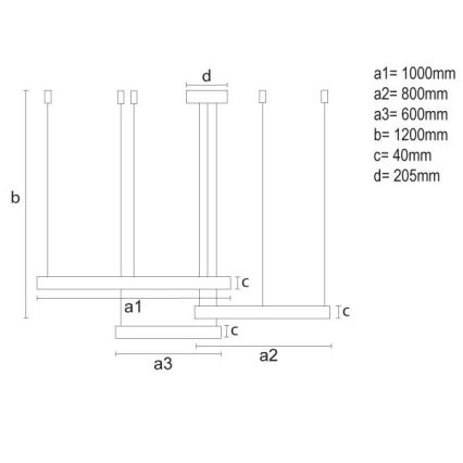 LED prigušivački luster na užetu LED/170W/230V 3000-6500K promjer 100 cm + daljinski upravljač