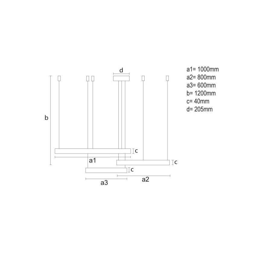LED prigušivački luster na užetu LED/170W/230V 3000-6500K promjer 100 cm + daljinski upravljač