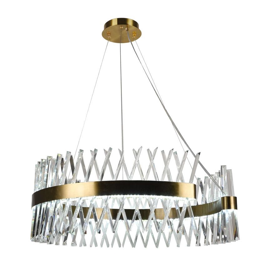 LED prigušivi kristalni luster na užetu LED/175W/230V 3000-6500K zlatna + daljinski upravljač