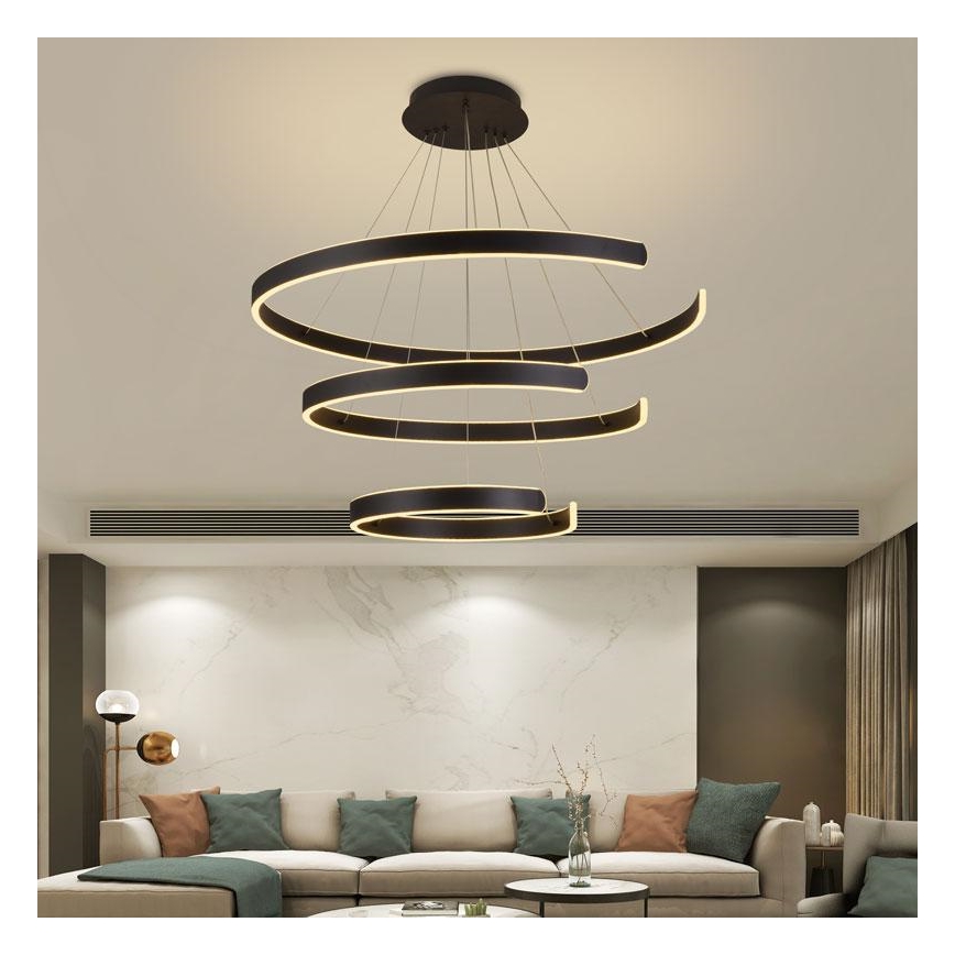 LED prigušivački luster na užetu LED/220W/230V 3000-6500K promjer 80 cm + daljinski upravljač