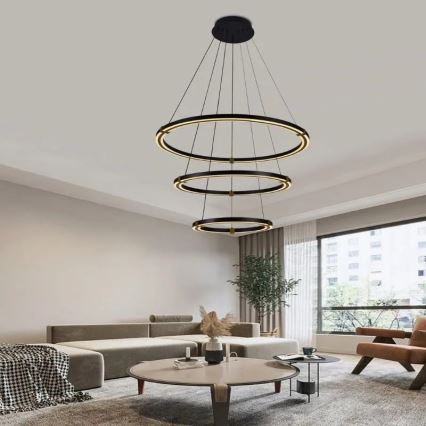 LED prigušivački luster na užetu LED/235W/230V 3000-6500K promjer 80 cm + daljinski upravljač