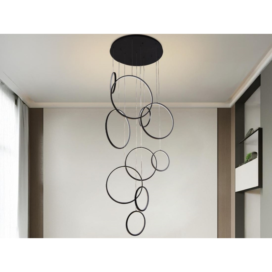 LED prigušivački luster na užetu LED/290W/230V 3000-6500K promjer 60 cm + daljinski upravljač