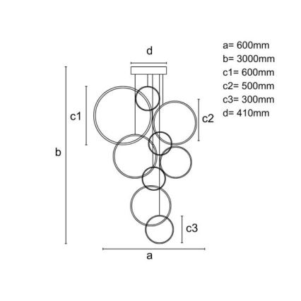 LED prigušivački luster na užetu LED/290W/230V 3000-6500K promjer 60 cm + daljinski upravljač