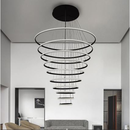 LED luster s mogućnošću prigušivanja na užetu LED/365W/230V 3000-6500K promjer 100 cm + daljinski upravljač