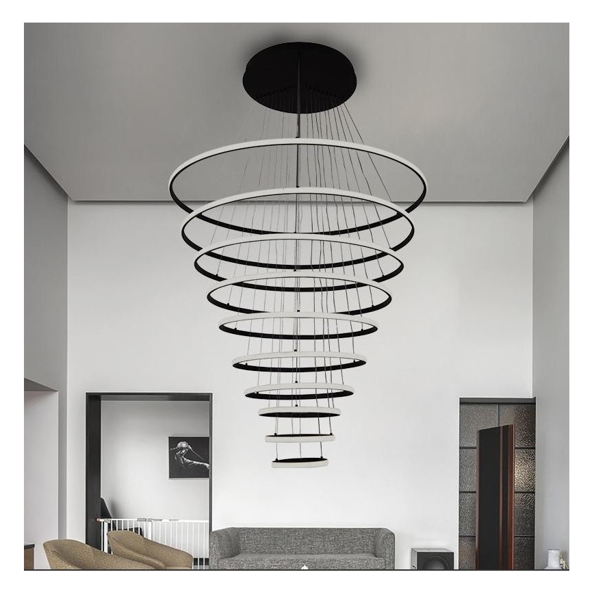 LED luster s mogućnošću prigušivanja na užetu LED/365W/230V 3000-6500K promjer 100 cm + daljinski upravljač