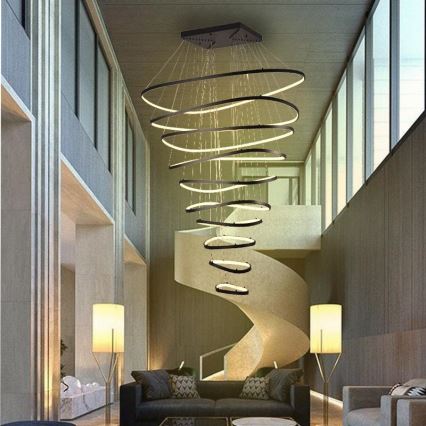 LED prigušivački luster na užetu LED/370W/230V 3000-6500K promjer 100 cm + daljinski upravljač