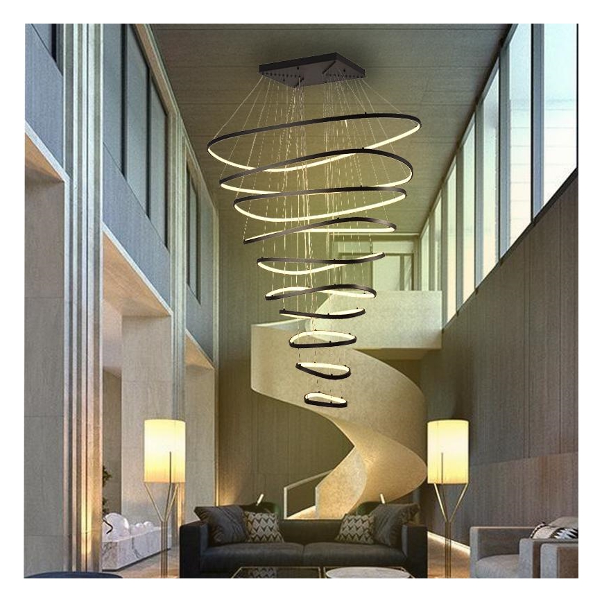 LED prigušivački luster na užetu LED/370W/230V 3000-6500K promjer 100 cm + daljinski upravljač