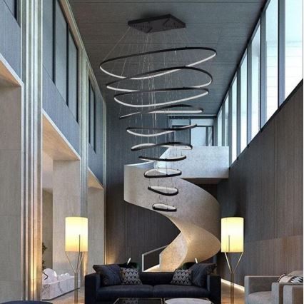 LED prigušivački luster na užetu LED/370W/230V 3000-6500K promjer 100 cm + daljinski upravljač