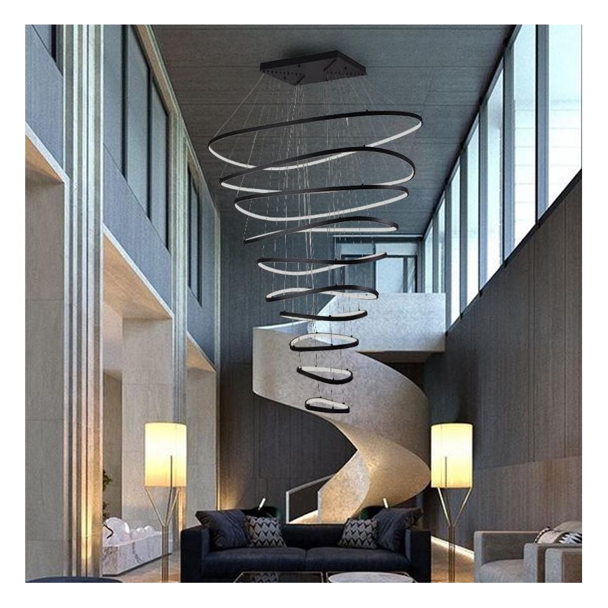 LED prigušivački luster na užetu LED/370W/230V 3000-6500K promjer 100 cm + daljinski upravljač
