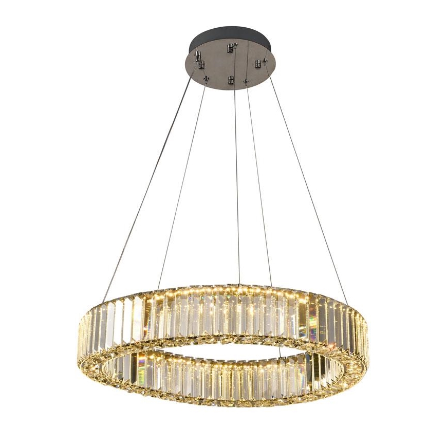 LED prigušivi kristalni luster na užetu LED/40W/230V 3000-6500K sjajni krom + daljinski upravljač