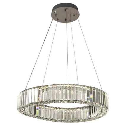LED prigušivi kristalni luster na užetu LED/40W/230V 3000-6500K sjajni krom + daljinski upravljač