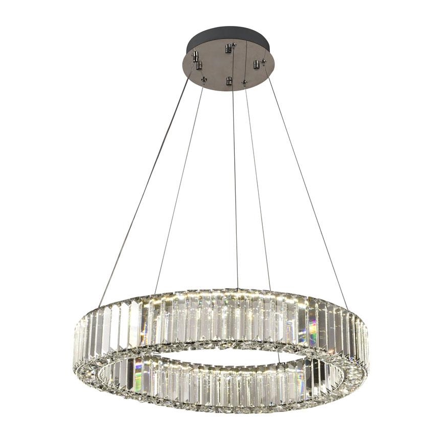 LED prigušivi kristalni luster na užetu LED/40W/230V 3000-6500K sjajni krom + daljinski upravljač