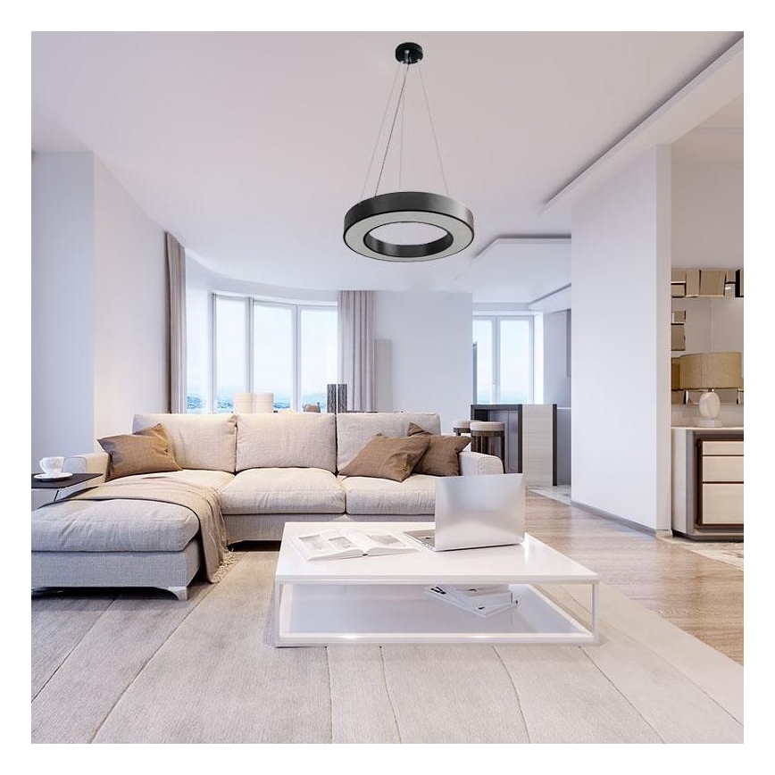 LED prigušivački luster na užetu LED/45W/230V 3000-6500K crna + daljinski upravljač