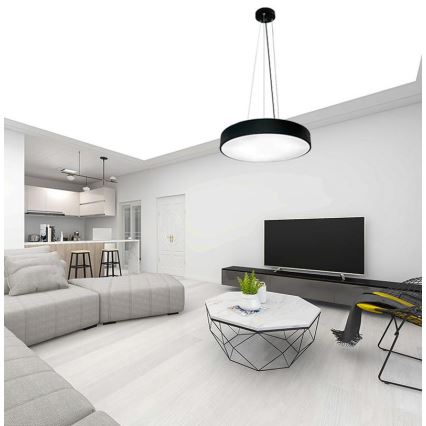 LED prigušivač lustera na užetu LED/50W/230V 3000-6500K crna + daljinski upravljač