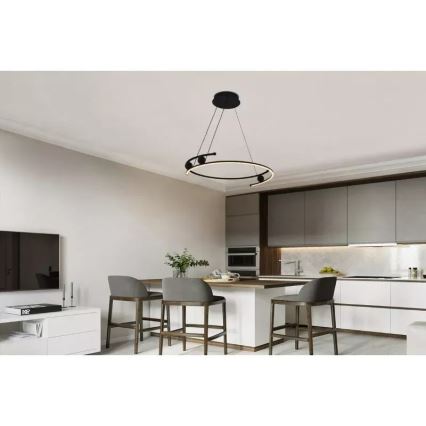 LED luster s prigušivanjem na užetu LED/50W/230V 3000-6500K promjer 60 cm + daljinski upravljač