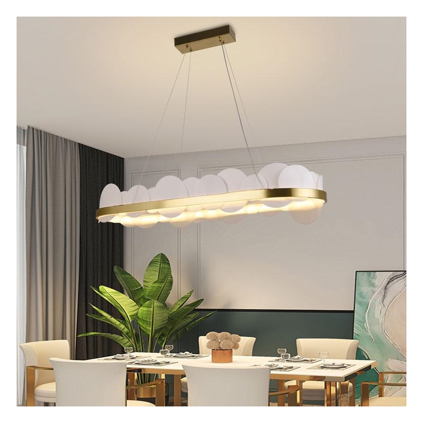 LED prigušivački luster na užetu LED/50W/230V 3000-6500K zlatna + daljinski upravljač