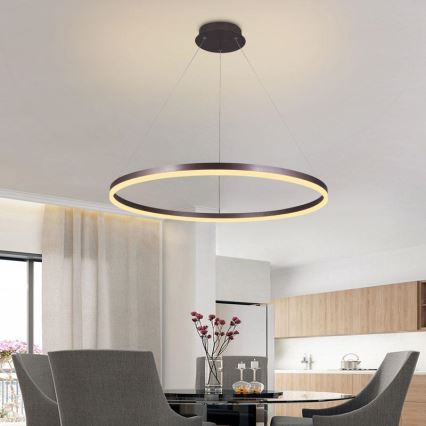 LED prigušivački luster na užetu LED/55W/230V 3000-6500K promjer 80 cm + daljinski upravljač