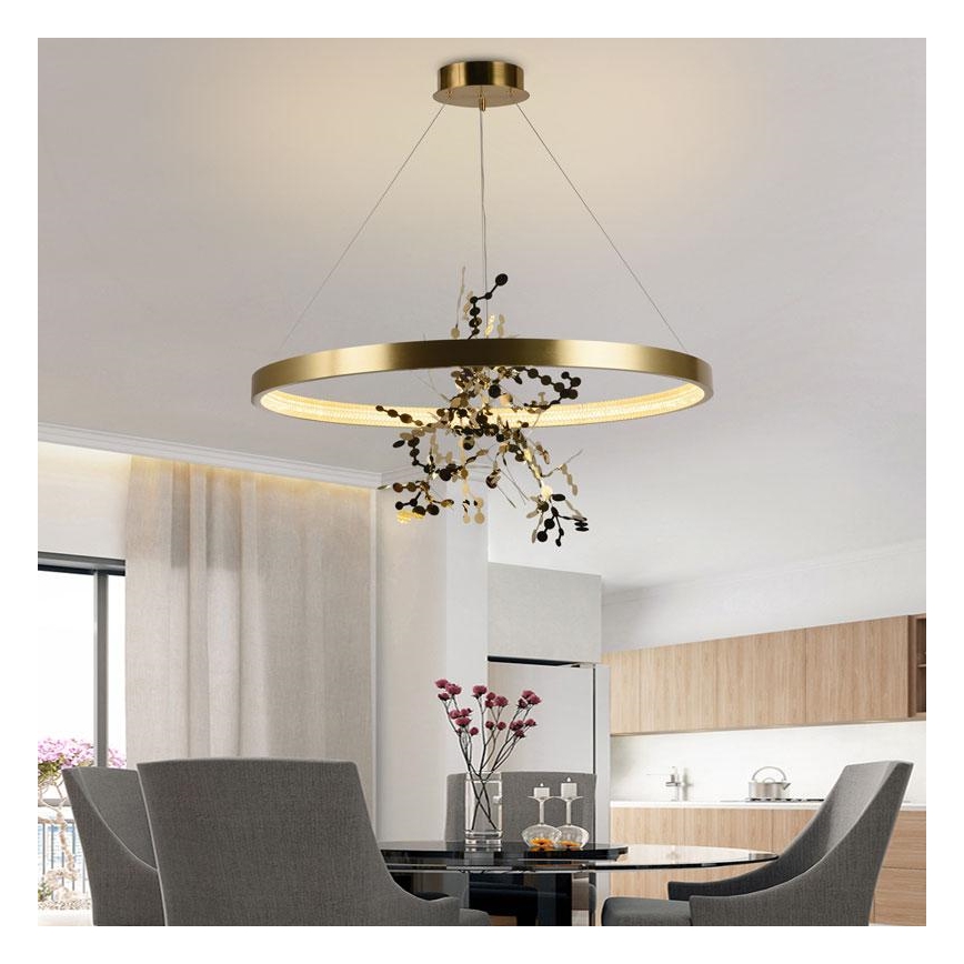 LED luster s mogućnošću prigušivanja na užetu LED/55W/230V 3000-6500K zlatna + daljinski upravljač