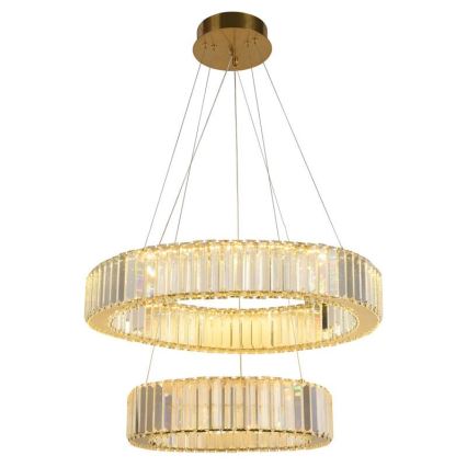 LED prigušivi kristalni luster na užetu LED/65W/230V 3000-6500K krom/zlato + daljinski upravljač