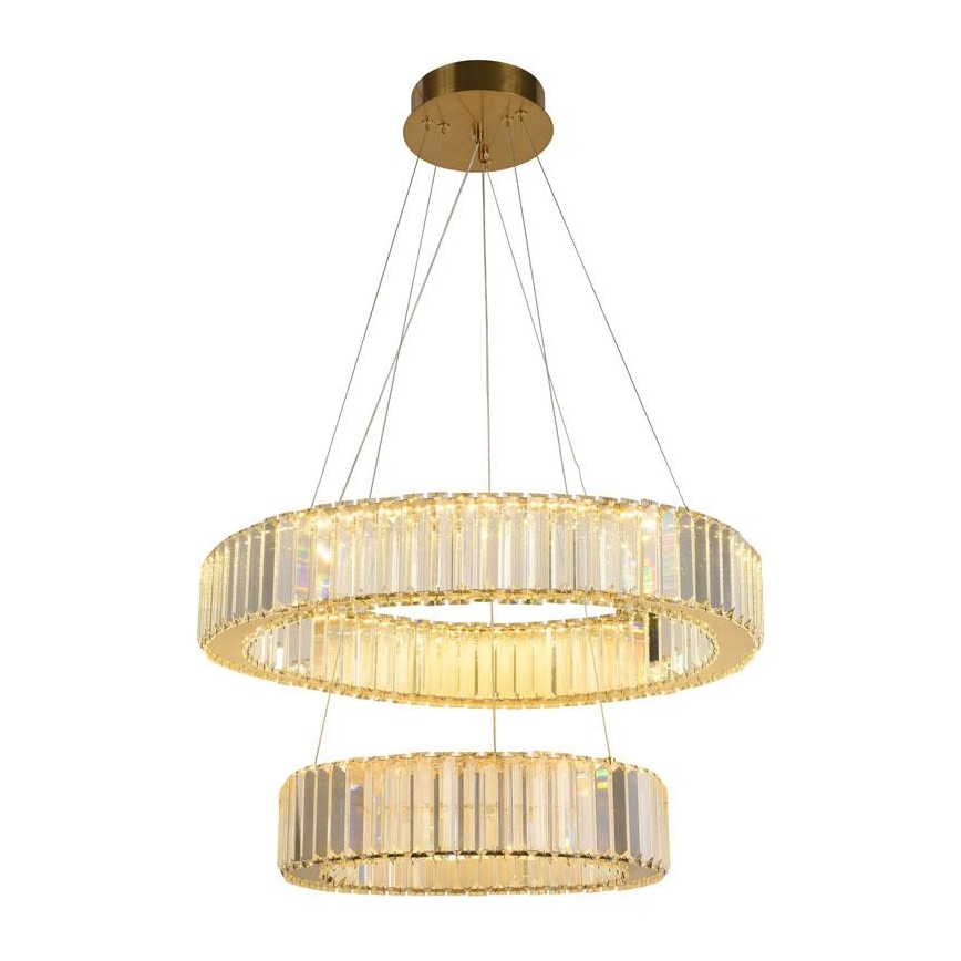 LED prigušivi kristalni luster na užetu LED/65W/230V 3000-6500K krom/zlato + daljinski upravljač