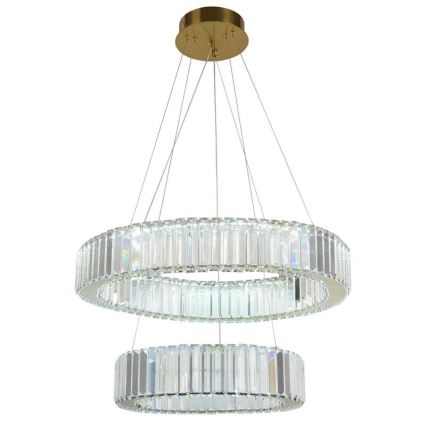 LED prigušivi kristalni luster na užetu LED/65W/230V 3000-6500K krom/zlato + daljinski upravljač