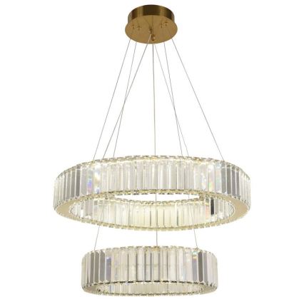 LED prigušivi kristalni luster na užetu LED/65W/230V 3000-6500K krom/zlato + daljinski upravljač