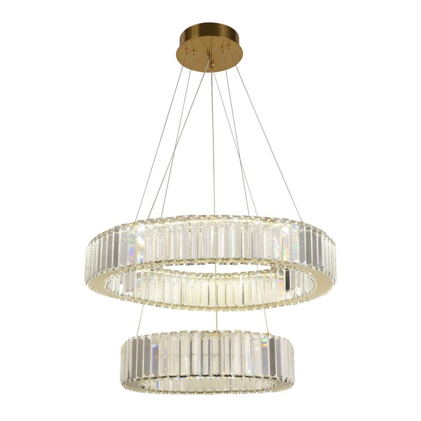 LED prigušivi kristalni luster na užetu LED/65W/230V 3000-6500K krom/zlato + daljinski upravljač